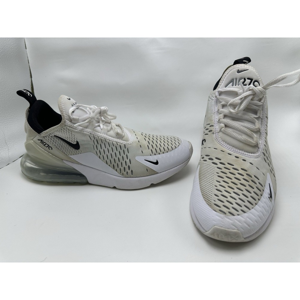 Nike Air Max 270 Mens Size 9 White Black Running Shoes AH8050-100 Sneakers